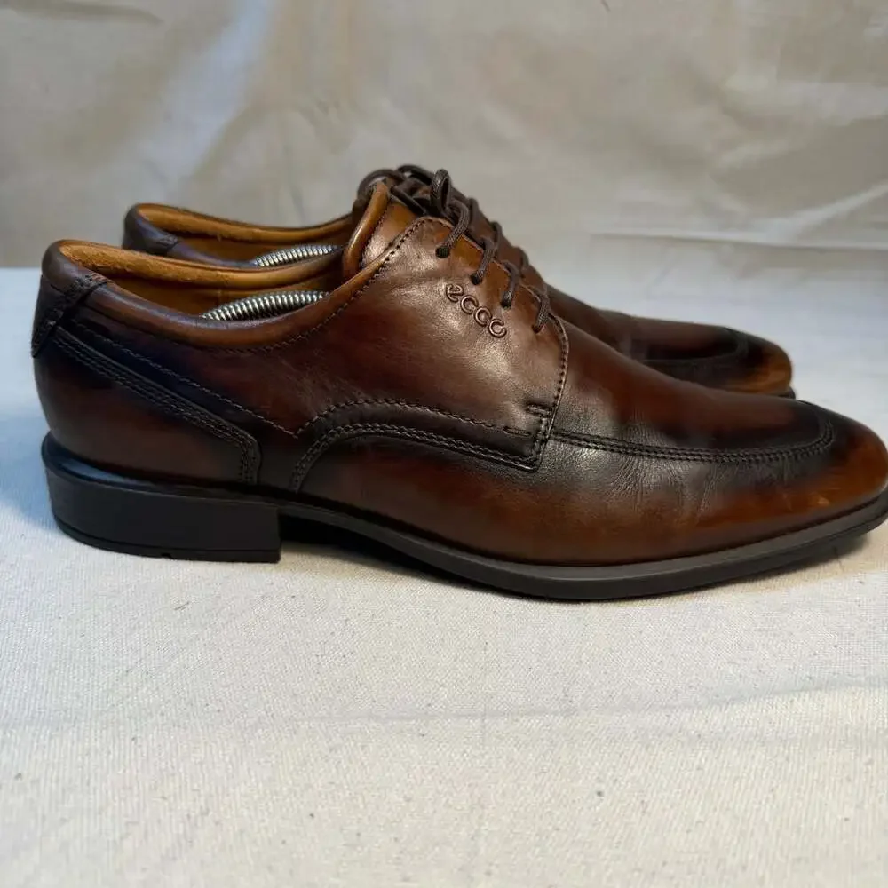 Ecco Cairo Apron Toe Tie Walnut Brown Leather Oxford